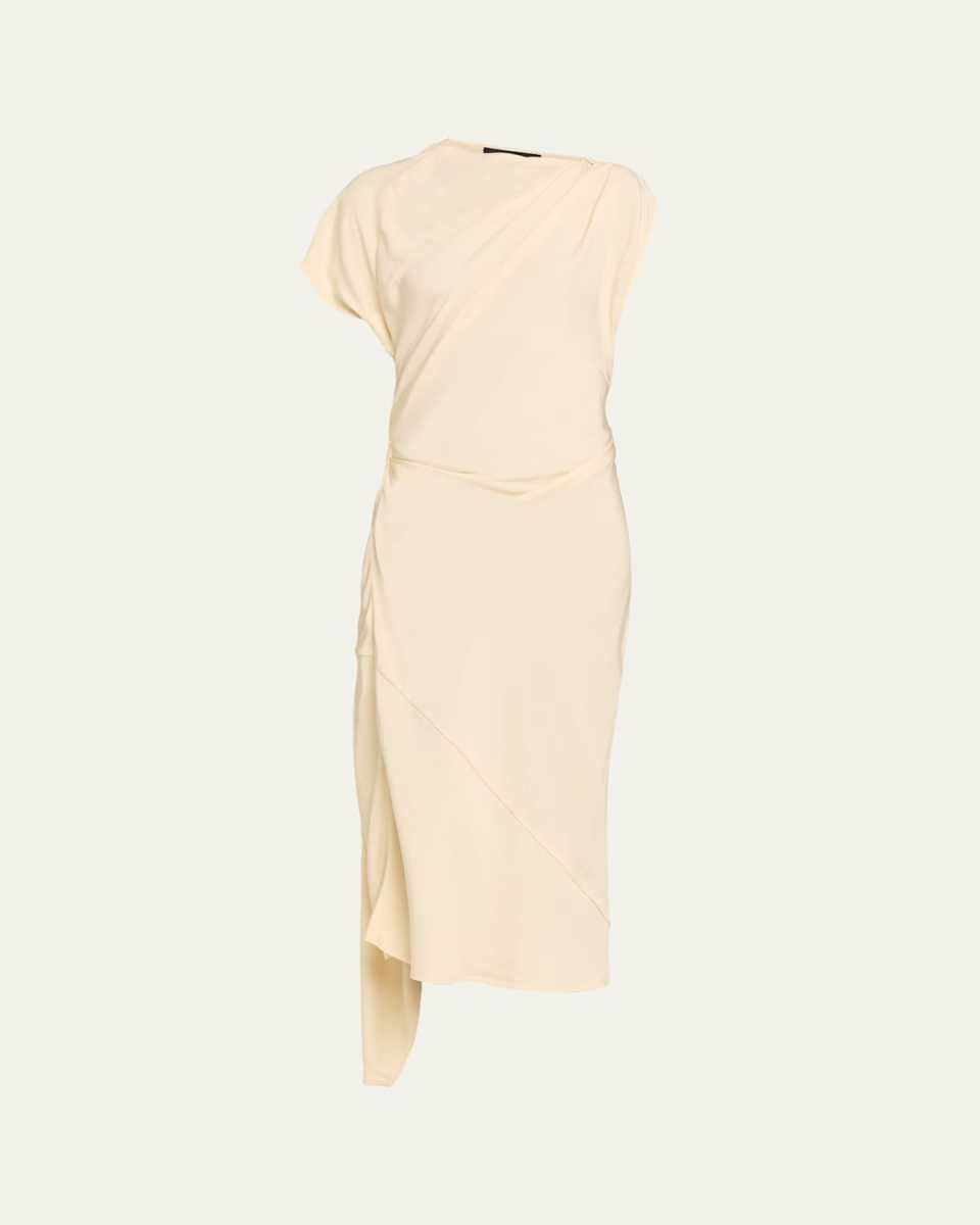 Hallie Hammered Viscose Draped Midi Dress